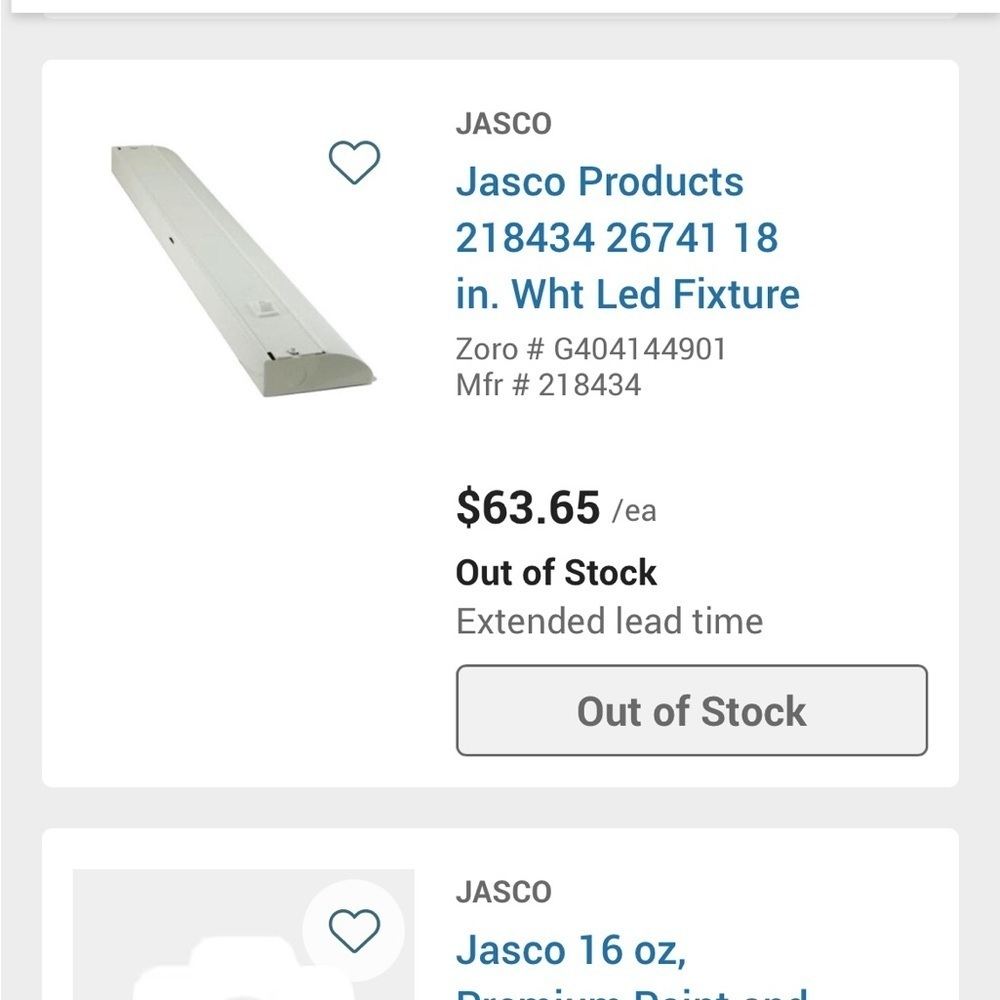 Jasco White LED Light Fixture 18 inch Direct Wire on/off switch - Picture 5 of 11